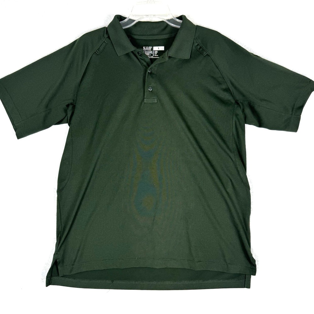 5.11 Tactical Polo Shirt Combat Green Mens Large Performance Moisture Wicking